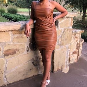 Tan Faux Leather Dress